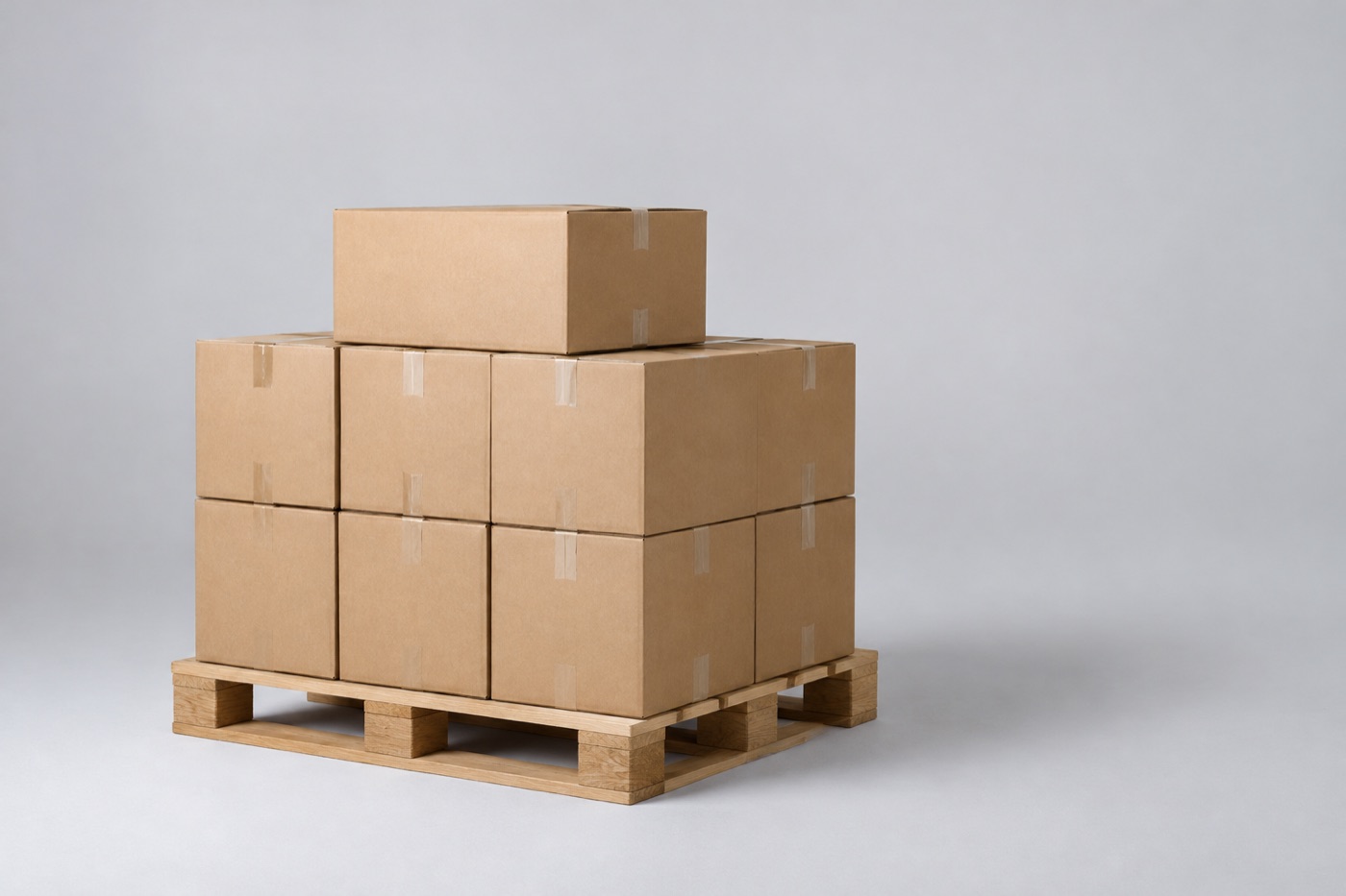 Stacked cardboard cartons on a pallet